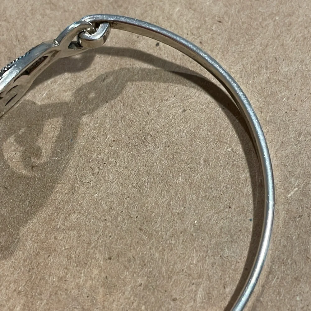 Vintage Suspicion 925 Sterling Silver & Marcasite Swirls Tension Bangle Bracelet